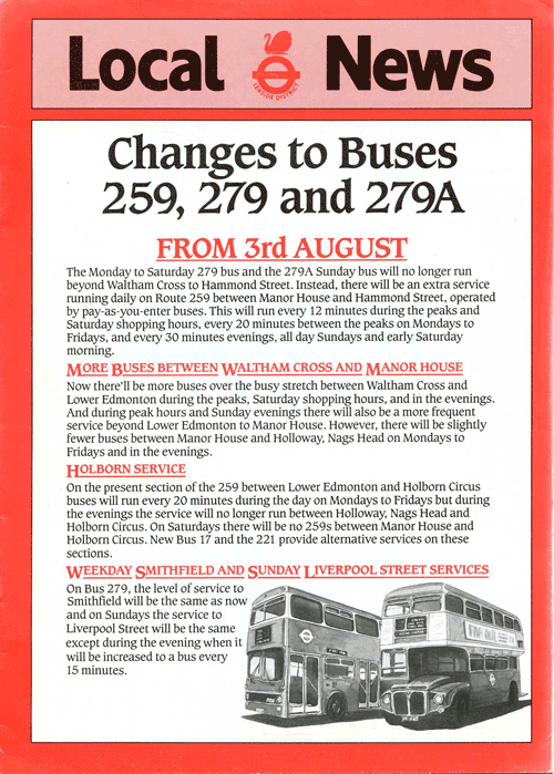 August 1985 changes