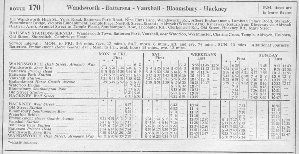 October 1950 first and last buses