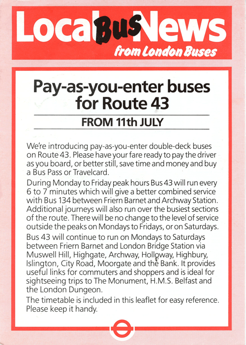1987 leaflet, click here for timetable