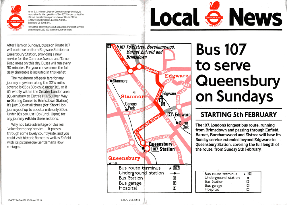 1984 diagram, note the reference to being London's longest route