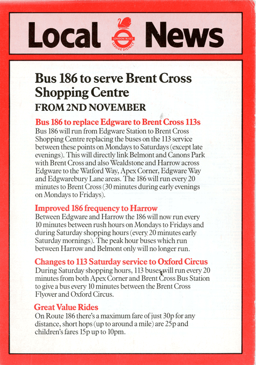 Taken from November 1985 leaflet, click to see timetable