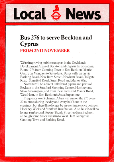 November 1985 route change leaflet