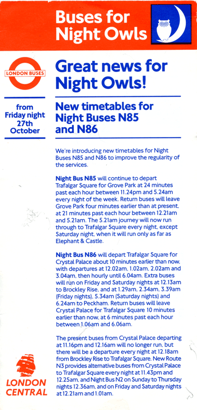 Timetable change
