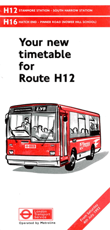 H12 leaflet 1992, click for times