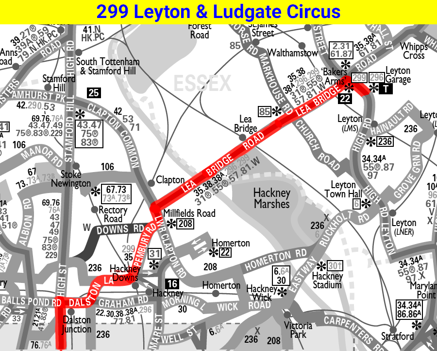 1934 Map Leyton to Dalston section