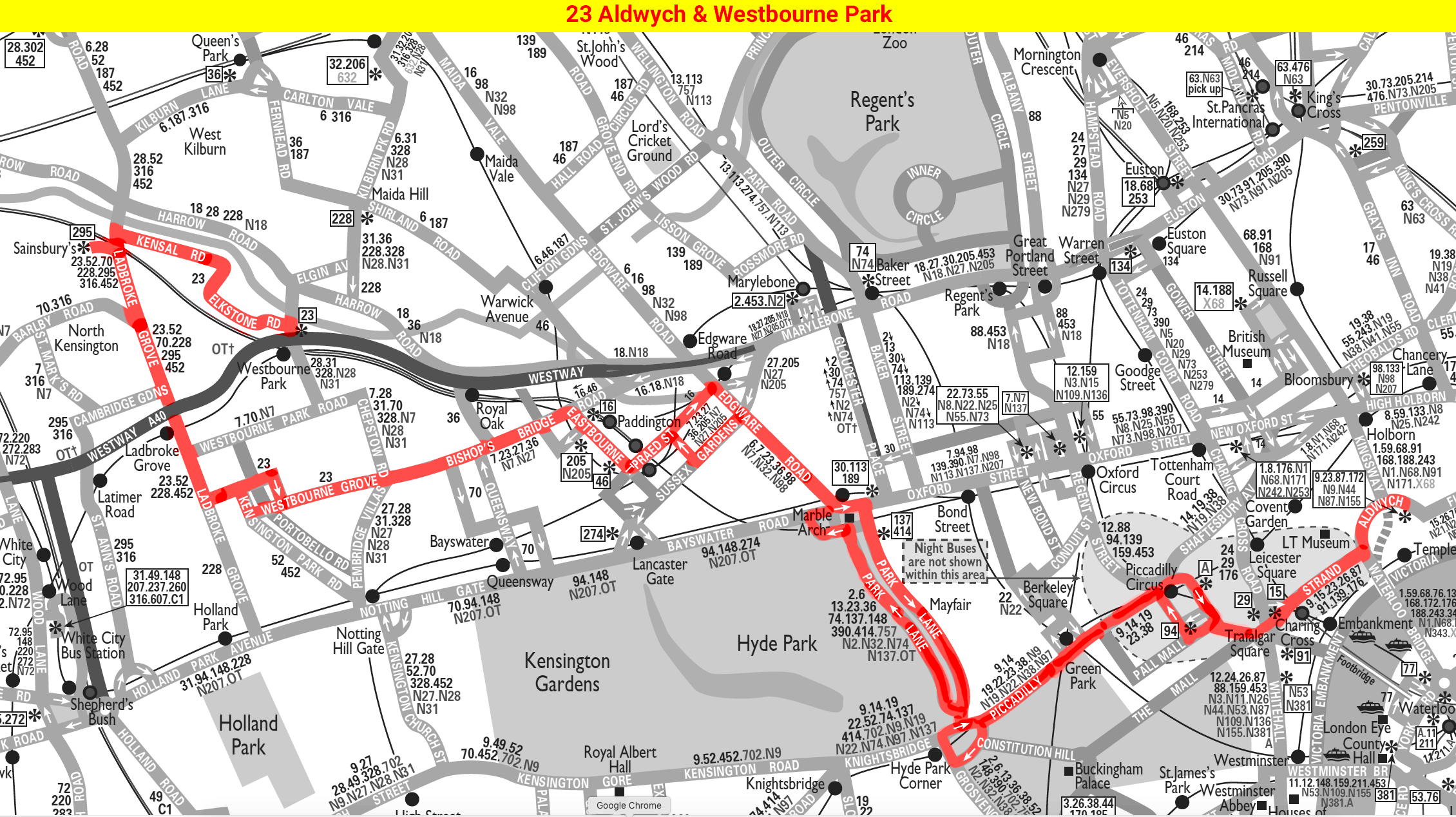 Map of Route 23, April 2023