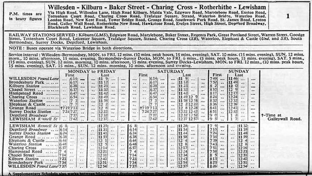 March 1940 first and last buses