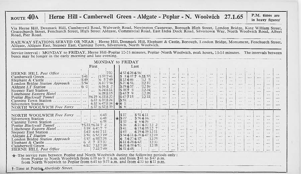 January 1965 first and last times