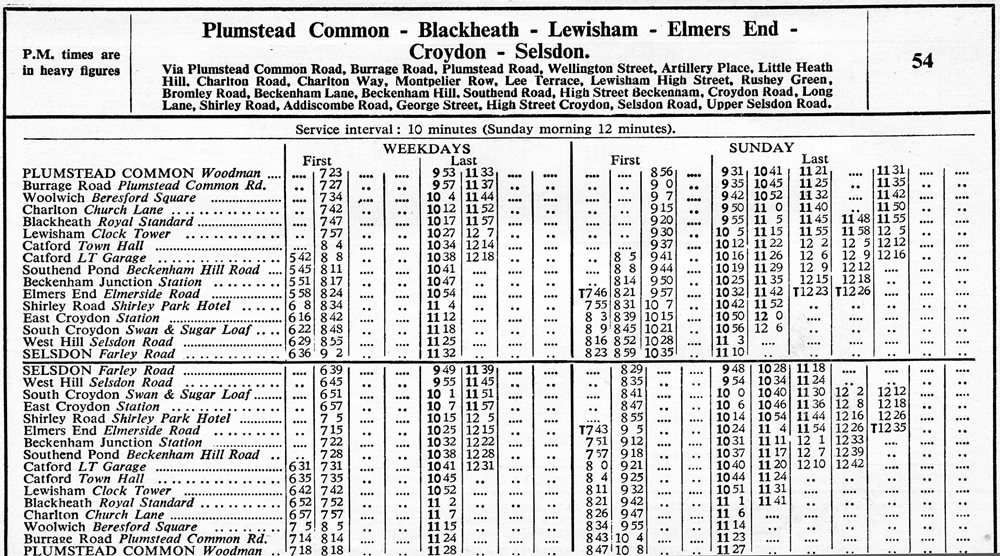 December 1937 first and last buses