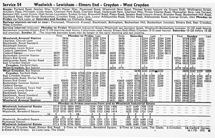 January 1973 first and last times