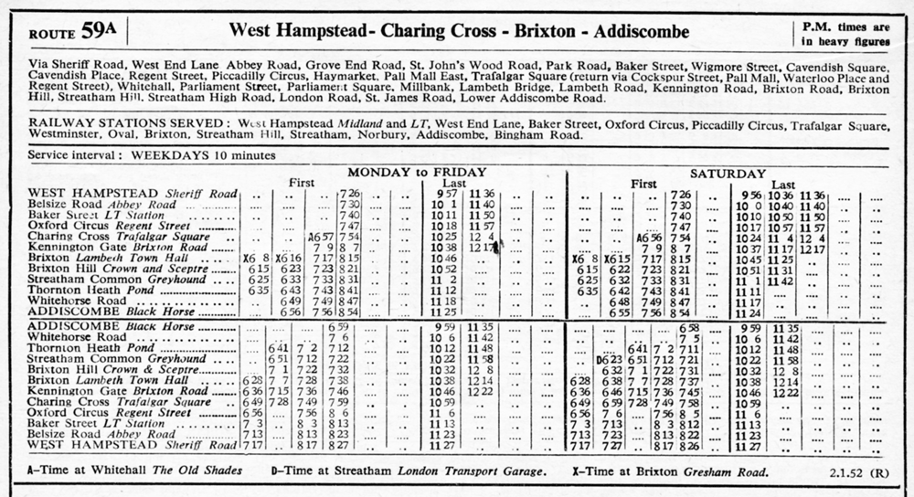 Jan 1952 first and last times