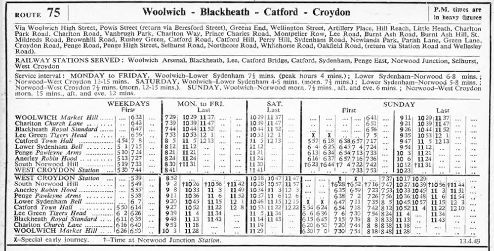 Summer 1949 first and last buses