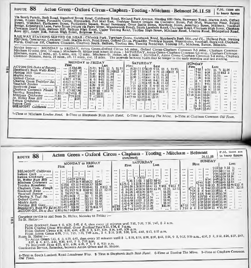 November 1958 first and last times