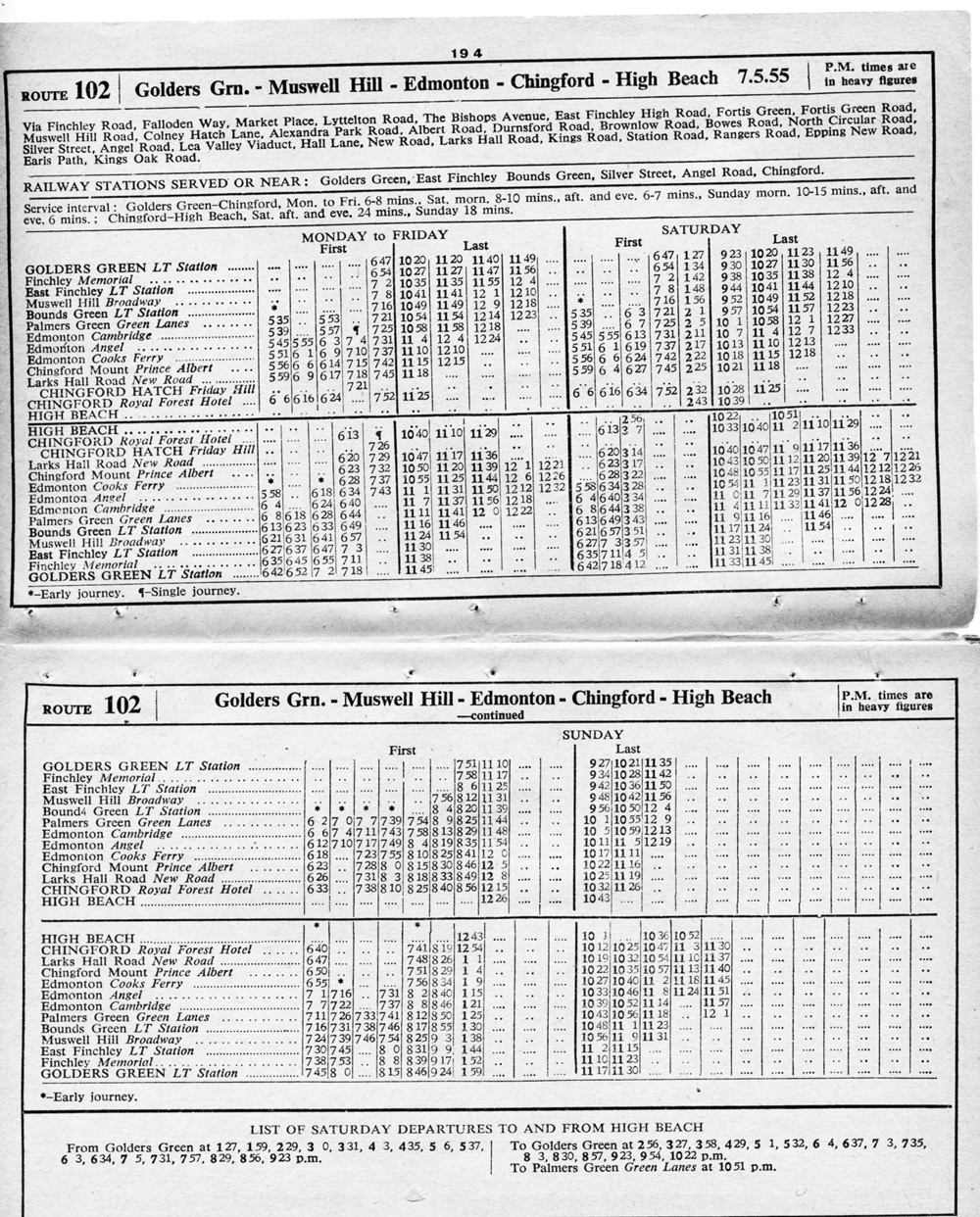 May 1955 first and last times