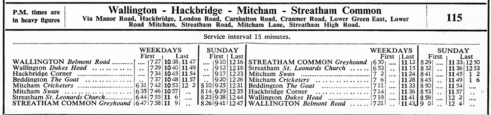 December 1937 first and last buses
