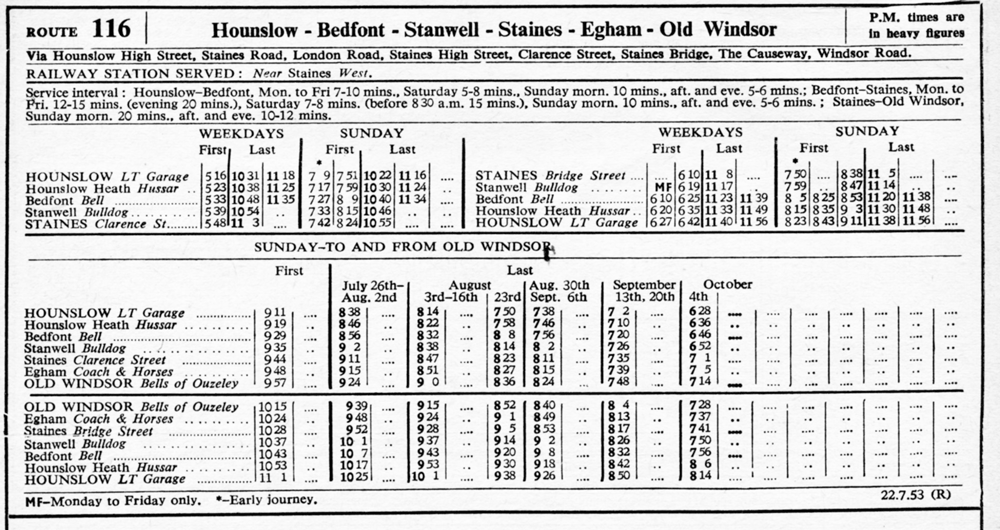 July 1953 first and last times