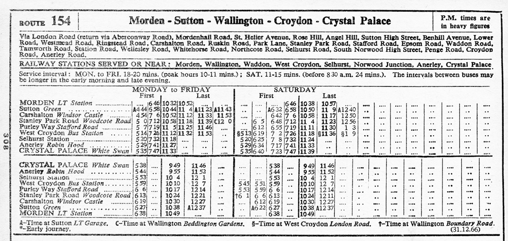 Jan 1967 first and last times