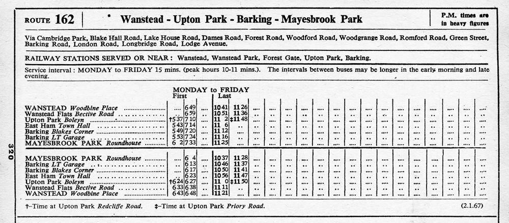 Jan 1967 first and last times