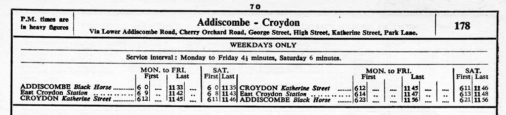 December 1937 first and last buses