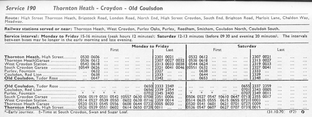 October 1970 first and last times