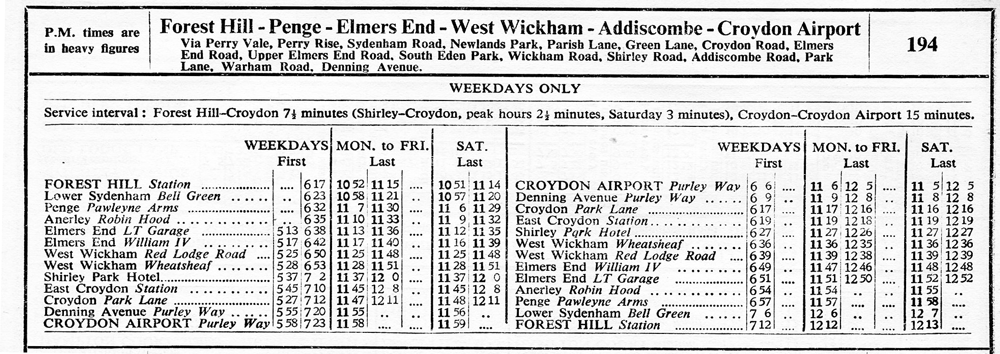 December 1937 first and last buses