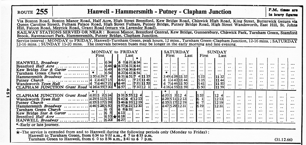 Jan 1967 first and last times