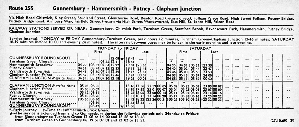 October 1969 first and last times