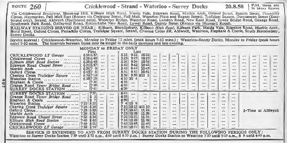 August 1958 first and last buses